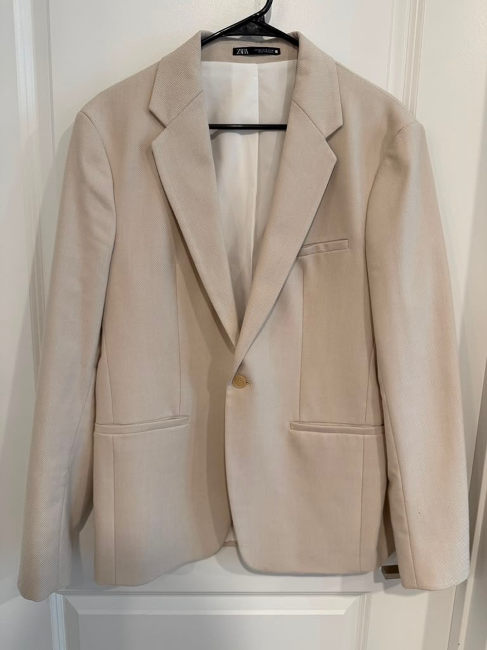 Zara Men Light Beige Single-Button Blazer